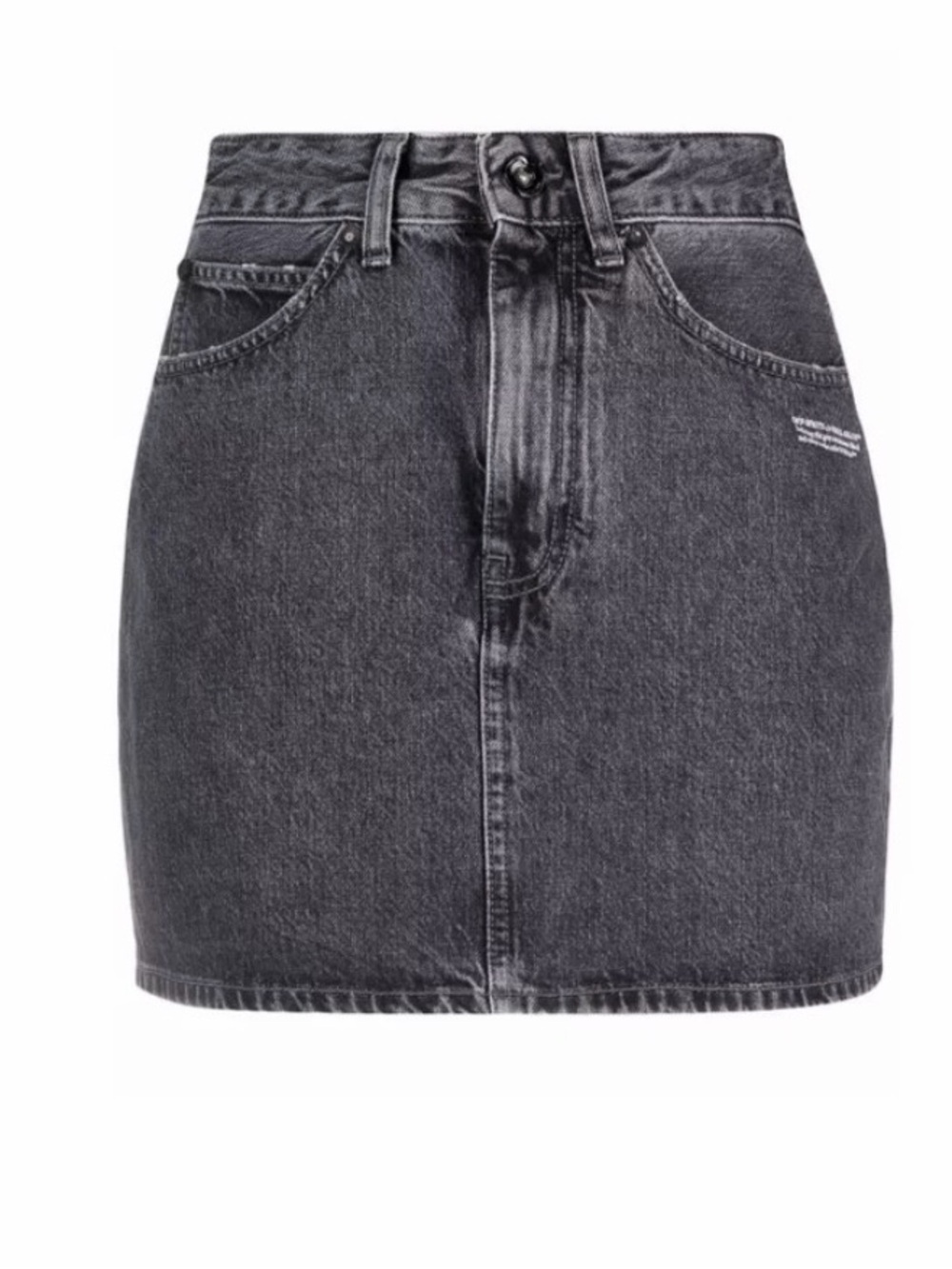 Off-White Washed Black Denim Mini Skirt